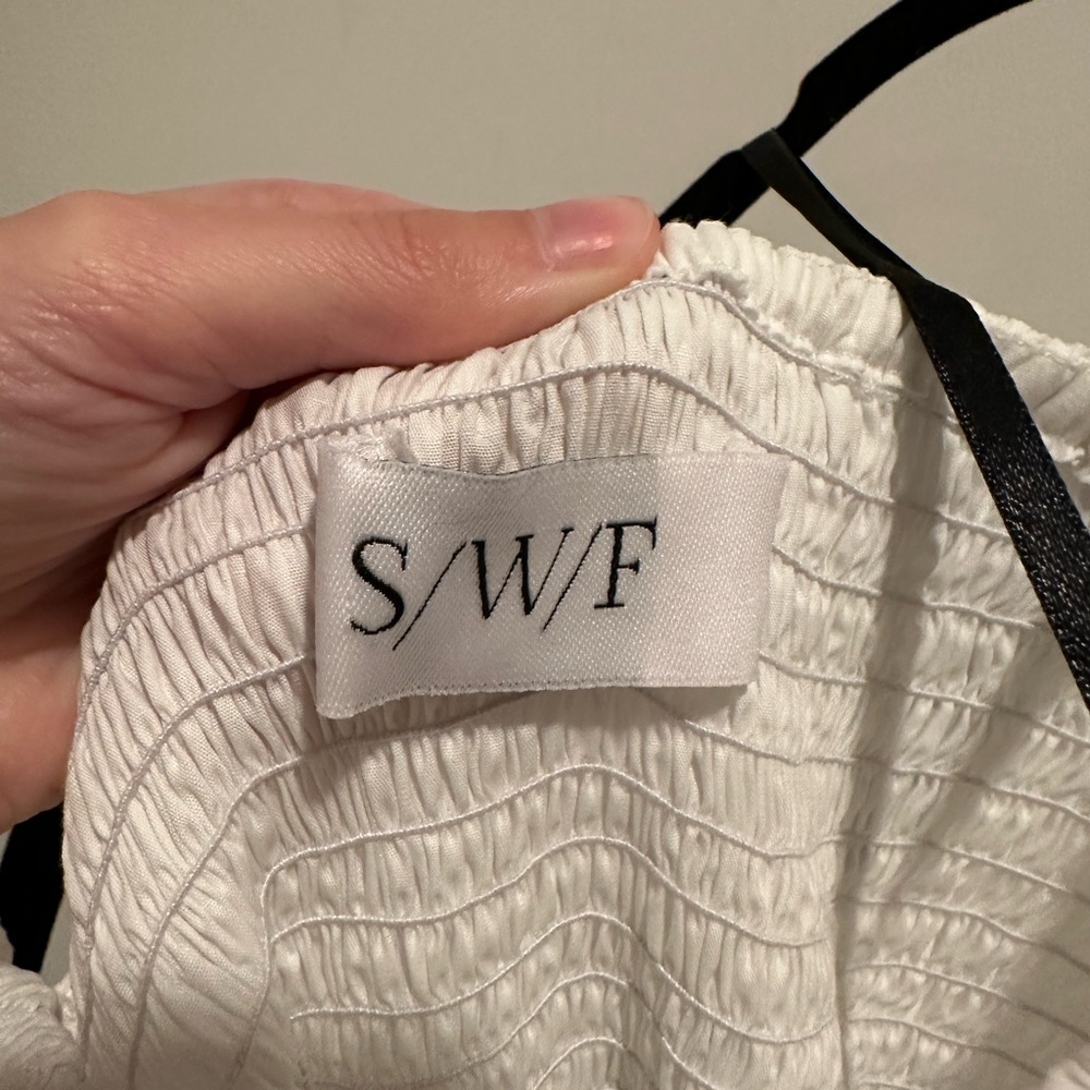 SWF x Revolve 100% Cotton Smocked Tiered Maxi Dress White - Picture 12 of 13